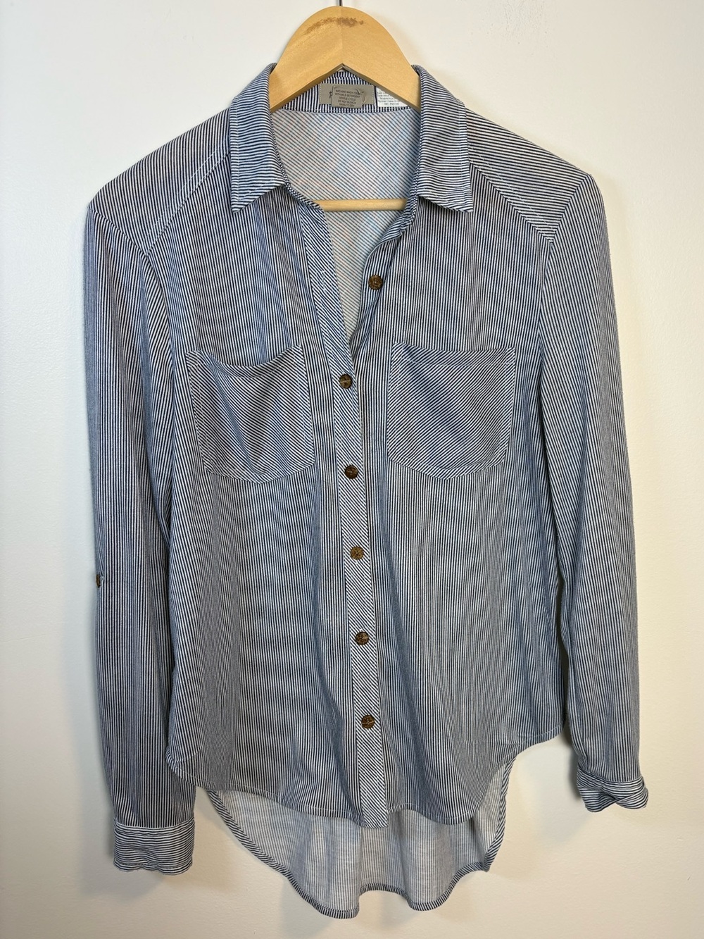 Passport Women’s Striped Button-Up Shirt, Size Small, Vacation, Cottagecore